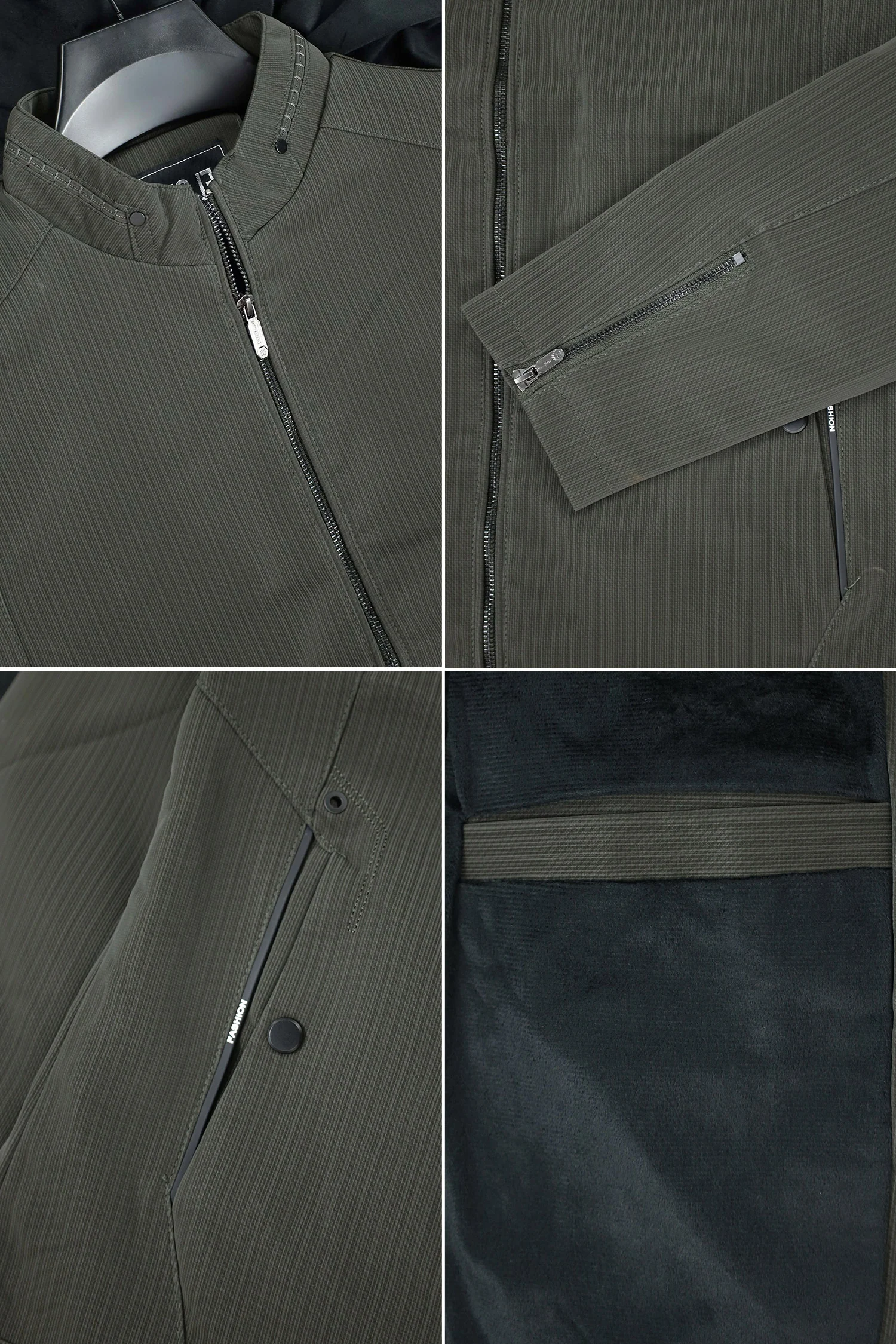 Winter Essential Imported Suede Leather Jacket In Camo Green - Image 4