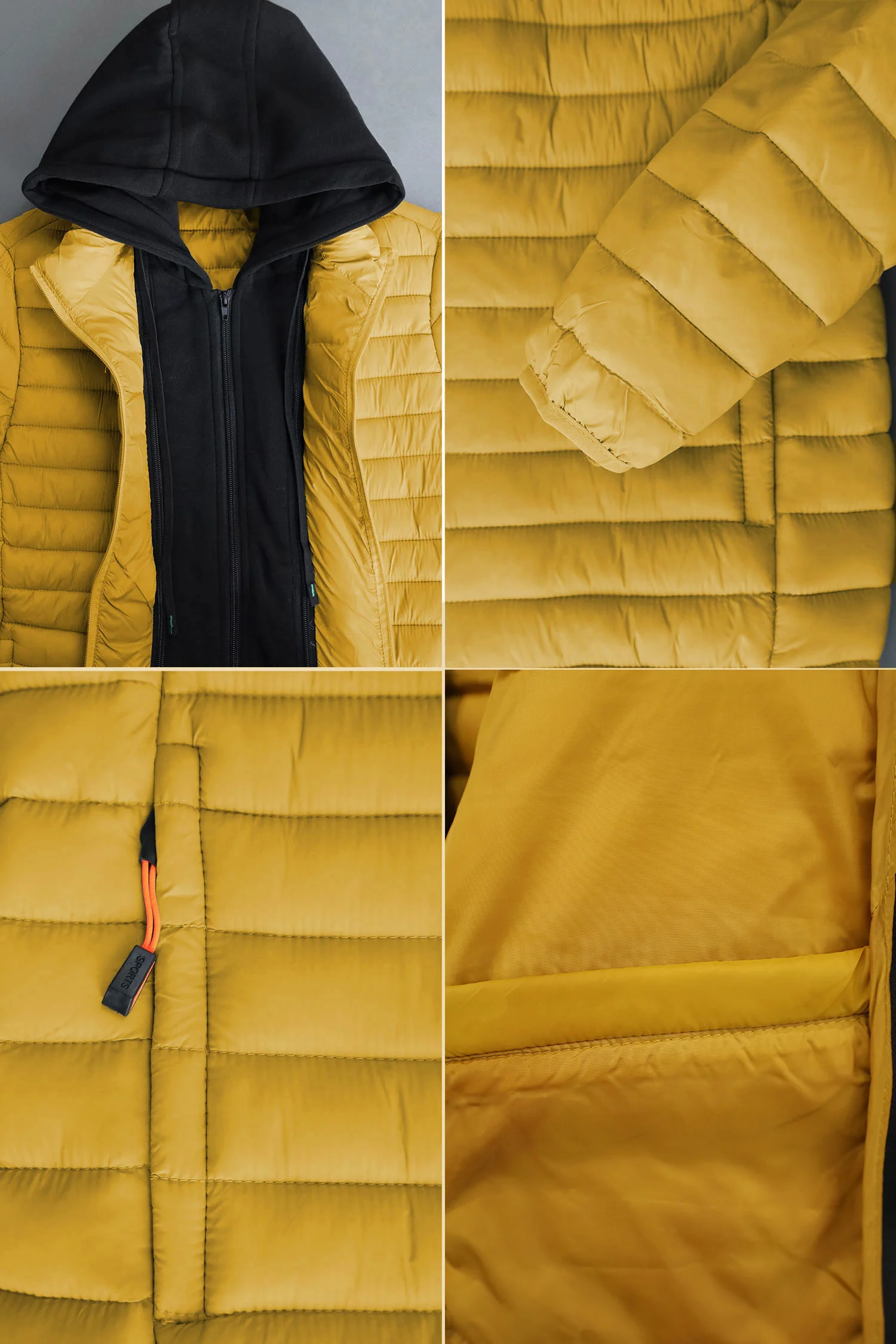 Winter Warmer Lining Padded Imported Puffer Jacket In Mustarad Yellow - Image 4