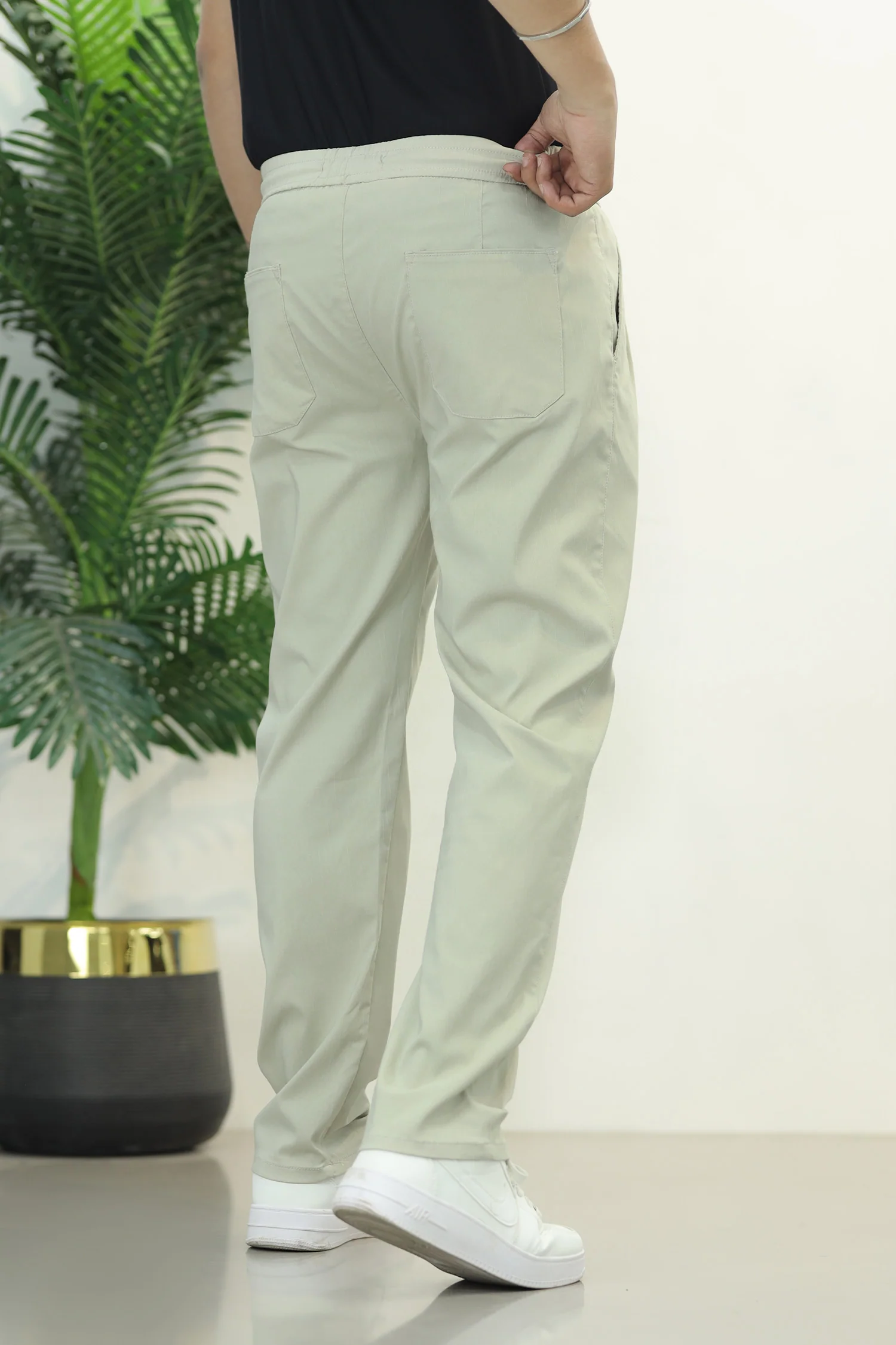 XRSN Double Plate Style Slim-Fit Trouser In Beige - Image 3
